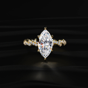 Anillo de compromiso con diamante de corte marquesa cultivado en laboratorio, pavé retorcido, certificado IGI, de color D a F, 2.00 ct central, 0.25 ct laterales, 2.25 ct radiante. - Product Image 3