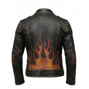 Chaqueta de Cuero Vintage Original Personalizada para Hombre, Chaqueta de Motociclista de Cuero Vacuno Auténtico, Logotipo Personalizado, Fabricante OEM - Product Image 4