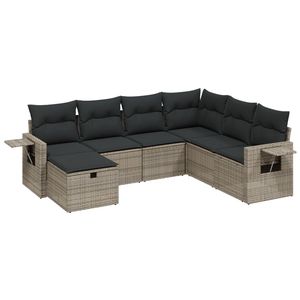Juego de sofá grande de jardín de ratán polivinílico gris con cubiertas extraíbles de acero - Product Image 2