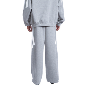 Customized Heavyweight Streetwear Tracksuit Oversized Raglan Sleeve Striped Hoodie Wide Leg Sweatpants Blank Fleece <b>Jogging</b> <b>Suit</b> - Product Image 4