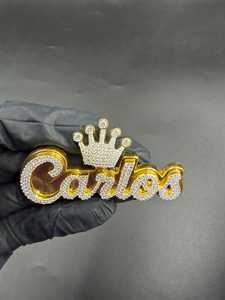 Colgante Personalizado con Nombre y Corona, Chapado en Oro con Incrustaciones de Moissanita, para Joyería Fina de Plata de Ley 925, Colgantes y Dijes - Product Image 6