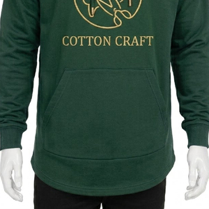Sweat-shirt à capuche en coton pour homme, logo brodé, molleton vert, vêtement décontracté pour l'automne - Product Image 3