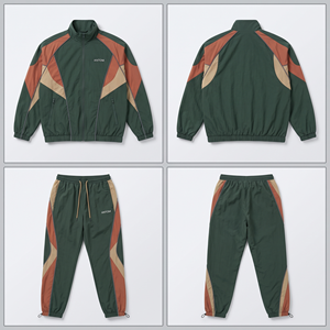 Ensemble de survêtement homme personnalisé avec logo, blocs de couleur, veste coupe-vent vintage et pantalon, 2 pièces, tenue de sport en nylon, pour la course, vente en gros OEM - Product Image 2