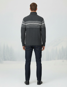 Pull d'hiver pour homme à manches longues, couleur unie, tricot biologique, séchage rapide, respirant, anti-plis, doux - Product Image 4