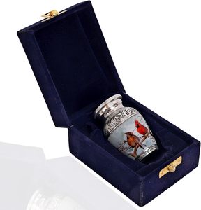 Urne funéraire moderne et élégante pour cendres humaines, en aluminium bleu foncé, avec étui en velours en forme de cœur et entonnoir, gravée à la main, mini, pour un souvenir paisible. - Product Image 5