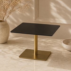 Contemporary Geometric Wood Coffee <b>Table</b> With Marble Top And Metal Base For Living Room - Product Image 4