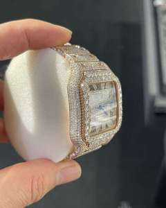 Reloj de Diamantes Certificados D VVS de Alta Calidad, Estilo Hip Hop, Completamente Cubierto de Diamantes, Cuerpo de Acero, Automático, Hecho a Mano, con Brazalete, el Más Valorado - Product Image 3