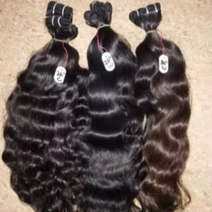 Cabello humano Remy puro que teje 100% Cabello indio Virgen sin procesar Textura de onda recta sedosa de onda suelta de la profunda India - Product Image 1