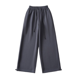 Pantalon de survêtement large pour homme, taille élastique avec cordon de serrage, décontracté, en coton et élasthanne de poids moyen, idéal pour l'automne - Product Image 1