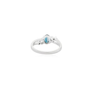 Wholesale Luxury Oval London Blue Topaz 925 <b>Silver</b> Prong Rhodium Plated Art Deco Design Wedding Anniversary Gift <b>Ring</b> for Women - Product Image 6