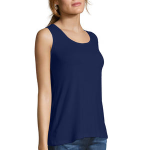 Custom Women Sleeveless Tank <b>Top</b> <b>Navy</b> Blue Loose Fit Casual Summer Shirt OEM Private Label Ladies Basic Vest <b>Top</b> - Product Image 3