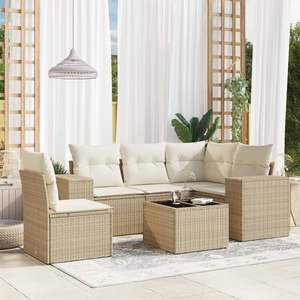 Set Divano da Giardino Beige Crema Bianco - Product Image 1