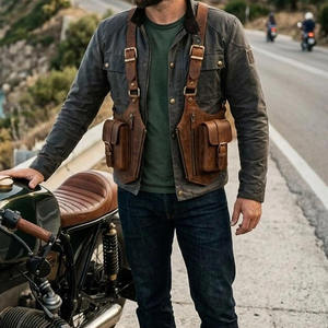 VIBE SEWN Genuine Leather Shoulder Holster Bag Organizer Elegant Vintage Finish Durable 25L Capacity Waterproof Adjustable Strap - Product Image 1