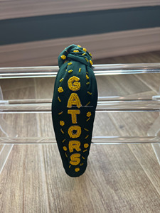 Diadema con cuentas verdes con texto hecho a mano perla bordada ancha acolchada diadema personalizada deportes espíritu moda accesorio para el cabello - Product Image 2