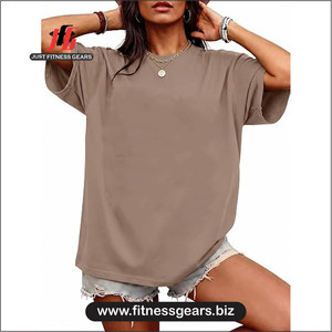 Women's O-Neck Short Sleeve T-Shirt Solid Blue Knitted Casual Eco-Friendly 100% Polyester Loose Fit Summer - Product Image 2