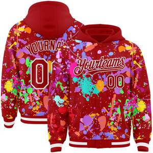 Splendid Apparel Custom Punk Style Winter Varsity <b>Jacket</b> <b>Men</b> <b>White</b> Pink Skull Heart Print Digital Printed Plus Size - Product Image 3