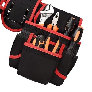 Black <b>Red</b> Tool <b>Belt</b> Waist Pouch Bag with Multiple Pockets Adjustable Strap for Electrician Carpenter Work Organizer - Product Image 6