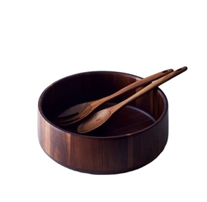 Ensaladera de Madera Estilo Rústico con Juego de Cuchara y Tenedor para Mesa de Comedor, Cocina y Servir, Utensilios de Cocina - Product Image 1