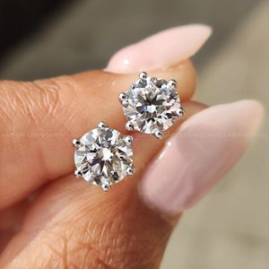 <b>Silver</b> Round Cut Lab Grown Diamond <b>Stud</b> <b>Earrings</b> <b>Set</b> in 925 Sterling <b>Silver</b> Fine Jewelry Pair for Women Classic Beauty - Product Image 5