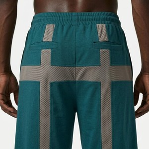 Shorts de basketball pour hommes en maille turquoise, respirants, pour l'entraînement sportif, avec cordon de serrage à la taille, coupe ample, style streetwear - Product Image 4