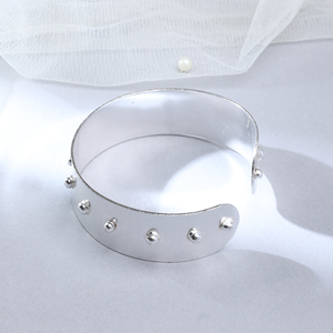 Bohemia Style Geometric Ball Studded Imitation Cuff Bangle Silver Plated <b>Copper</b> Alloy Adjustable Open <b>Bracelet</b> Women's Party - Product Image 1