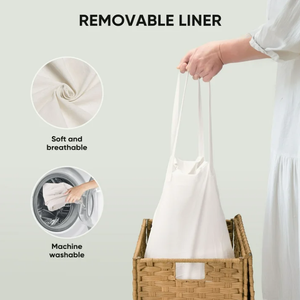 Artex HaiNam <b>Rectangular</b> Natural Water Hyacinth <b>Storage</b> <b>Basket</b> With Handles Rustic Multi-Purpose Organizer For Laundry <b>Storage</b> - Product Image 5