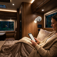 Lampe de lecture LED dimmable 12V 24V pour camping-car, lampe de chevet marine, lampe murale rechargeable Type-C et Type-A pour camping-car