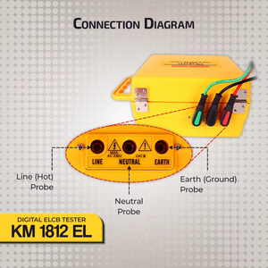 Testeur ELCB numérique KM 1812, instrument de mesure des paramètres de sécurité, plage 20-280V AC, CAT III, 240V 50/60Hz, résolution 1mS - Product Image 4