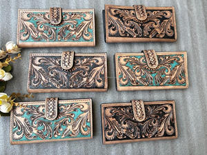 Nouveau Style occidental coloré en cuir usiné pochette femmes conçu sac à main vente chaude taille compacte en cuir usiné embrayages à la mode - Product Image 5