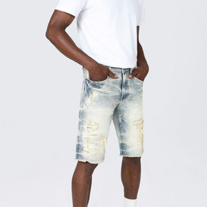 Shorts en jean pour hommes, nouvelle collection été, haute qualité, décontracté, style vintage urbain, délavage clair, confortable, respirant, coupe droite - Product Image 5