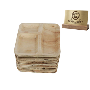 Assiettes carrées en feuilles d'arec de 10 pouces |   Assiettes jetables biodégradables en feuilles de palmier naturelles - Product Image 3