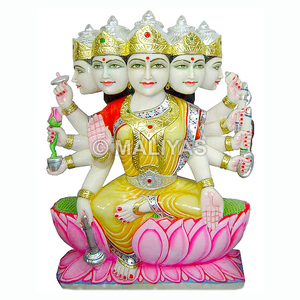 Statue de Gayatri en marbre |   Murti Gayatri en marbre de qualité supérieure pour la maison et le temple – Maliyas - Product Image 1