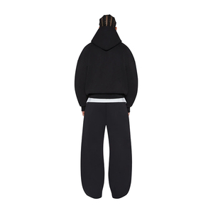 Conjunto Deportivo con Capucha para Hombre, Color Negro, Estampado de Letras Personalizado, Sudadera y Pantalones Holgados de Algodón, Ropa Urbana de Otoño, Manga Larga - Product Image 2