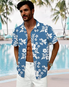 Chemise homme à manches courtes, imprimé tropical, décontractée, boutonnée, pour la plage, été, couleurs vives, motif floral, haut pour homme, été - Product Image 4