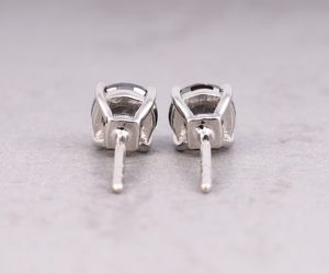 Boucles d'oreilles tendance en diamant sel et poivre taille ronde, clous sertis à quatre griffes, diamant naturel rustique, bijoux en or raffiné pour le quotidien - Product Image 5