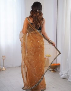 Sari Marrón Bordado KV Net - Product Image 4