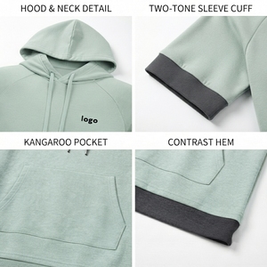 Hoodie à manches courtes pour homme, style personnalisé, fabriqué avec un tissu doux et respirant, conçu pour un port décontracté et relaxant, en coton mélangé. - Product Image 6