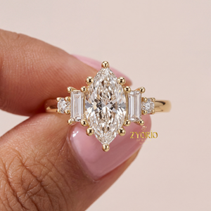 Bague de fiançailles marquise de haute qualité avec diamant de laboratoire VS, bijou élégant et sophistiqué, cadeau idéal pour demande en mariage, mariée, fête de mariage - Product Image 1