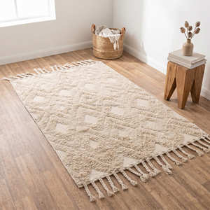 Designer Bohemian Area Rug Tufted Fringes Chevron Pattern Luxury Large Area Boho Rug from India Bohemian Rug Blanket Throw - Product Image 5