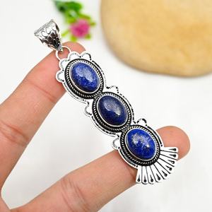 Colgante de Lapislázuli, Aleación de Cobre, Gema, Joyería Hecha a Mano, Alta Calidad, Certificado IGI, Elegante Collar para Boda - Product Image 3