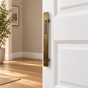 Manija de Puerta SHUBHAM de Latón Cepillado, Tirador Tallado Estilo Antiguo, Perilla de Entrada para Hotel, Apartamento, Puerta Principal - Product Image 5