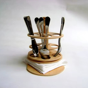 Support à couverts en bois, porte-ustensiles, organisateur de cuillères, fourchettes et couteaux en bois, boîte de rangement pour comptoir de cuisine, support en bois rustique - Product Image 1