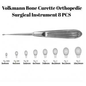 Kit d'instruments chirurgicaux orthopédiques professionnels Astrin Surgical Volkmann, curette osseuse, 8 pièces, manuel, argent, acier inoxydable - Product Image 5