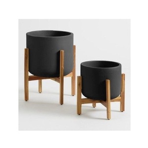 Juego de 2 Macetas Metálicas Redondas de Color Gris con Soporte Extraíble para Decoración de Interiores, Sala de Estar, Balcón - Product Image 2