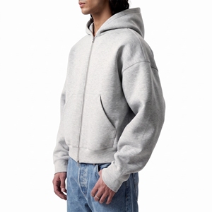 Sweat à capuche zippé oversize en molleton de coton de haute qualité pour homme, style streetwear, personnalisable, uni, double face, pour fabricants - Product Image 5