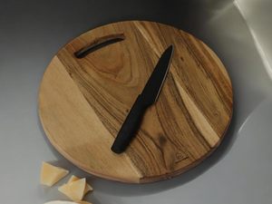 Round <b>Wooden</b> Chopping Board With Handle Kitchen Cutting Block Anti Slip Single <b>Piece</b> - Product Image 4