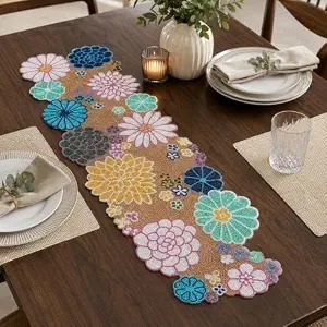 Wholesale Beaded <b>Table</b> <b>Runner</b> with Handmade Embroidery for <b>Dining</b> <b>Table</b> Home Decor Wedding and Event Decoration at low cost - Product Image 3
