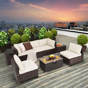 Juego de muebles de exterior de estilo moderno para jardín o patio, relajación superior con belleza atemporal para hoteles, material de mimbre - Product Image 1