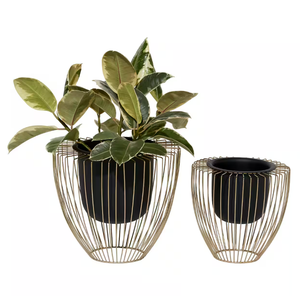 Support de pot de fleurs en métal doré fait main avec revêtement en poudre, style ferme, pour intérieur et extérieur, best-seller, décoration maison et jardin - Product Image 2