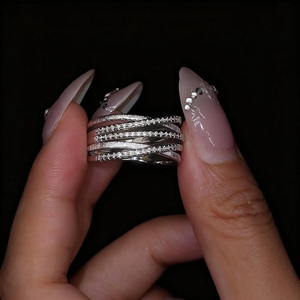 Three Row Pave <b>Set</b> Moissanite Diamond Rhodium Plated <b>Ring</b> 925 Sterling <b>Silver</b> Hip Hop Style Mens Wedding Band Anniversary Gifts - Product Image 4
